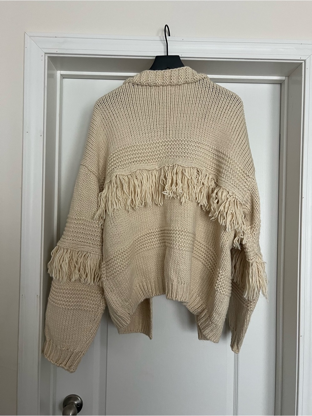 12th Tribe Cream Fringe Knit Cardigan - Picture 2 of 3